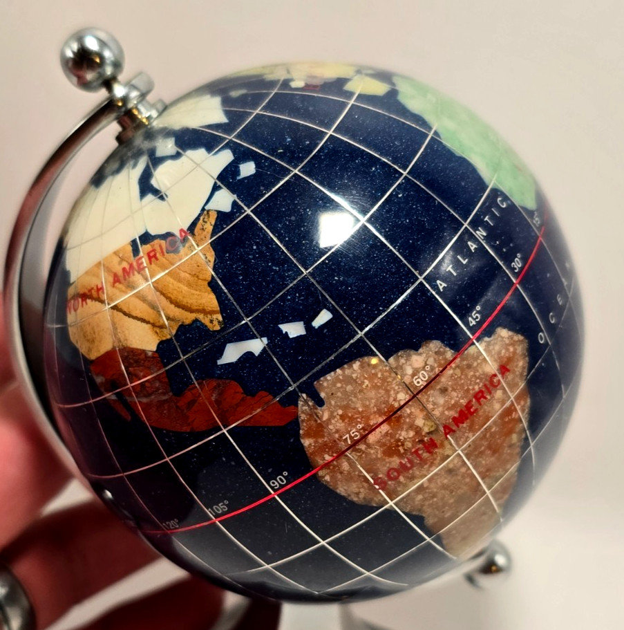 5.5" Gemstone World Desktop Globe Deep Blue With Silver Tone Base