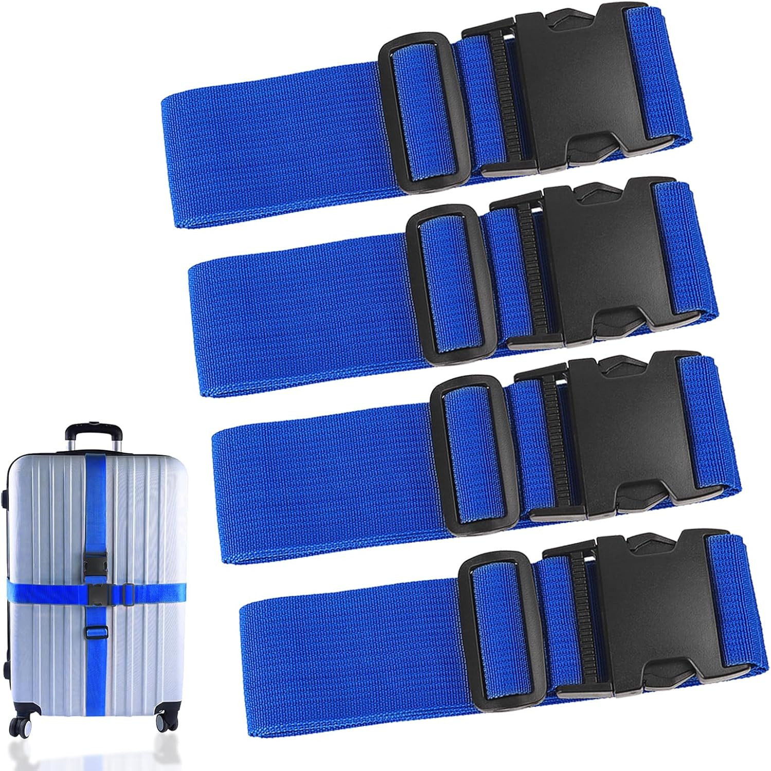 4Pcs Luggage Straps for Suitcase Travel Accessories TSA Approved, 80In Long Belt