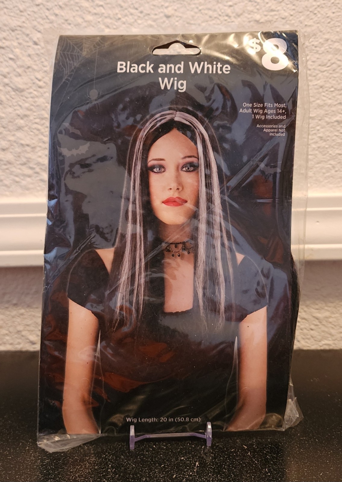 Halloween Black and White Wig - 20 Inches - One Size Fits Most - Ages 14+