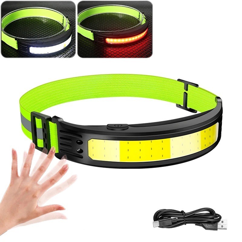 NEW Headlamp COB LED Rechargeable Headlight Torch Work Light Bar Head Band USB