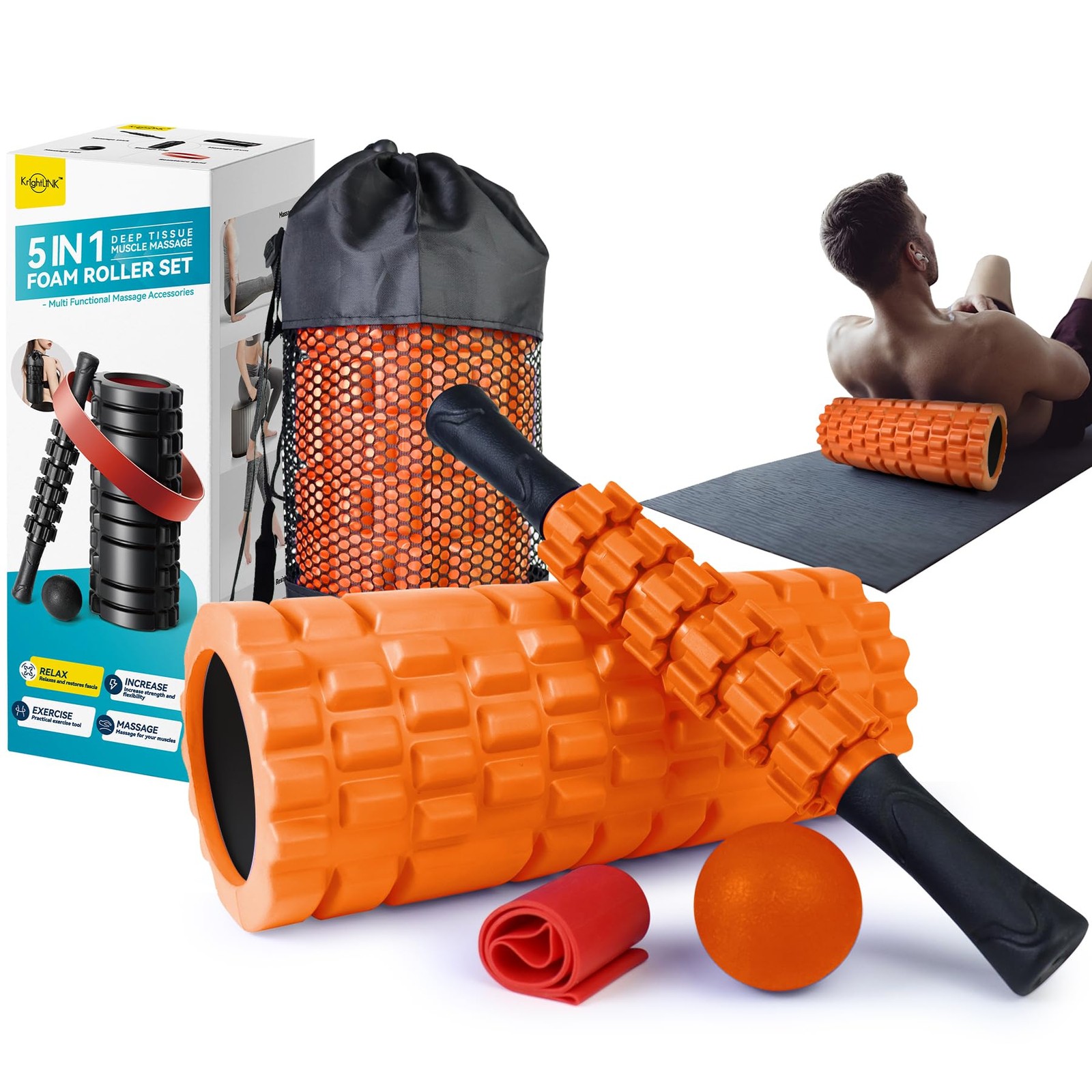 5 in 1 Foam Roller Set Trigger Point Exercise Foam Roller