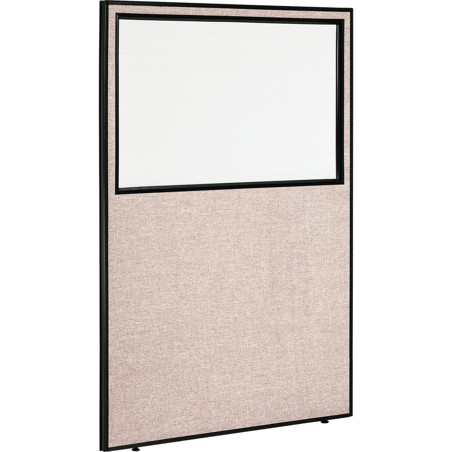 Office Partition Panel With Partial Window 48-1/4"W x 72"H Tan