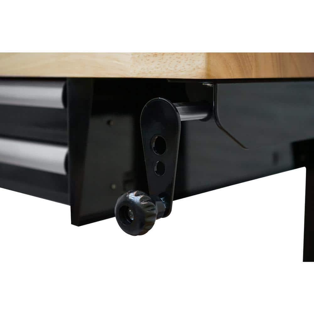 Workbench Table 62 in. Adjustable Height 2-Drawers Black Home Office Workstation