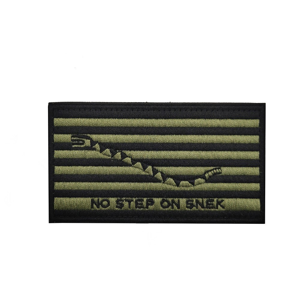 No Step On Snek Dtom Flag HookLoop Patch Tactical Badge Embroidered Forest Dark*
