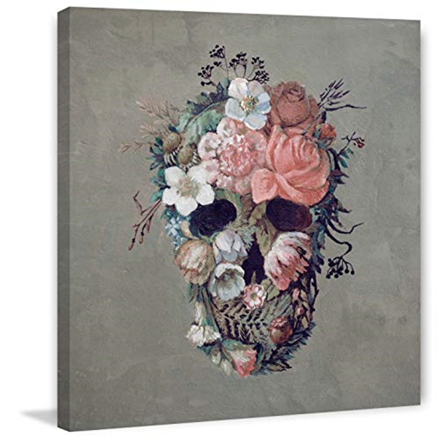 Marmont Hill Blooming Rose Skull Painting Print on Wrapped Canvas