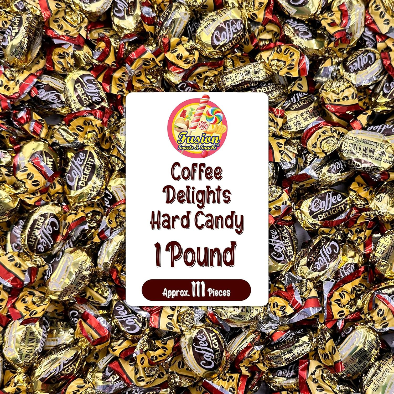 Coffee Delight - 1 Pound Bulk Bag - Coffee Candy Individually Wrapped - Hard Can