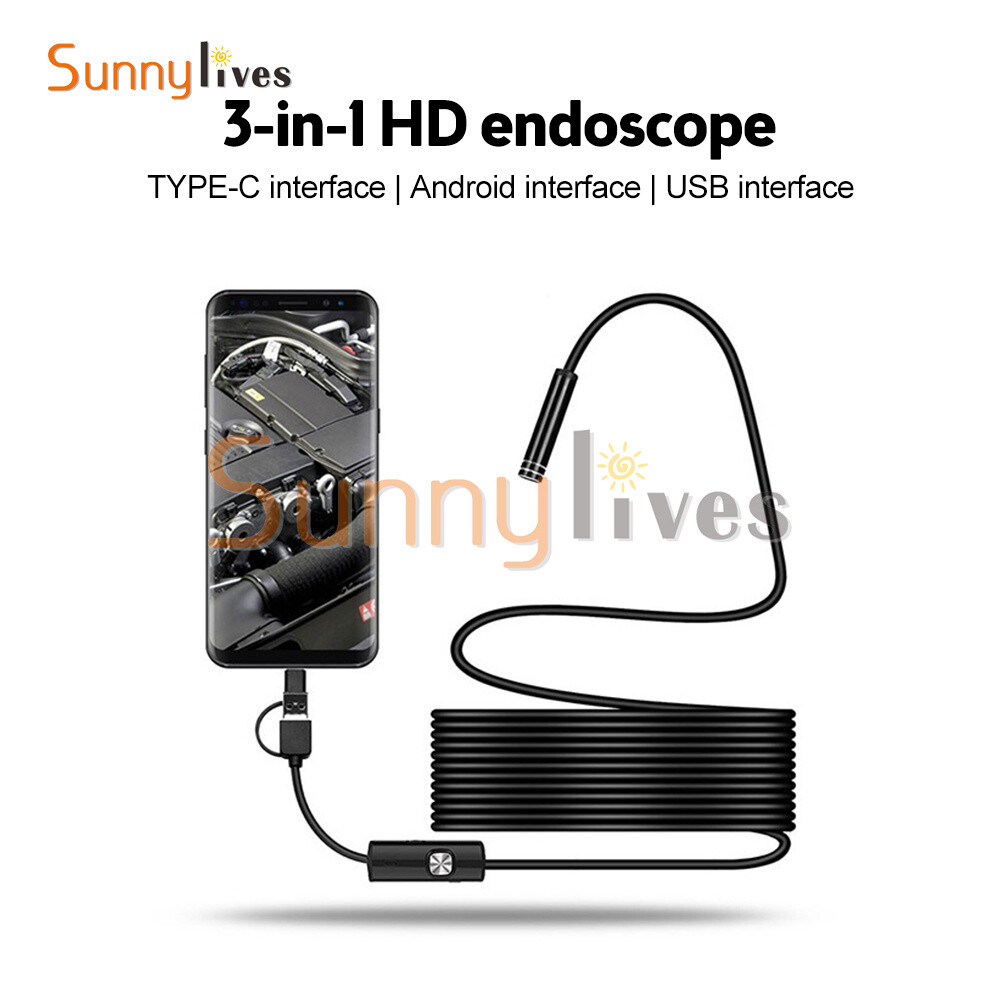 5.5mm HD Endoscope Borescope Inspection Camera w/ 6LED for USB Type C Android PC