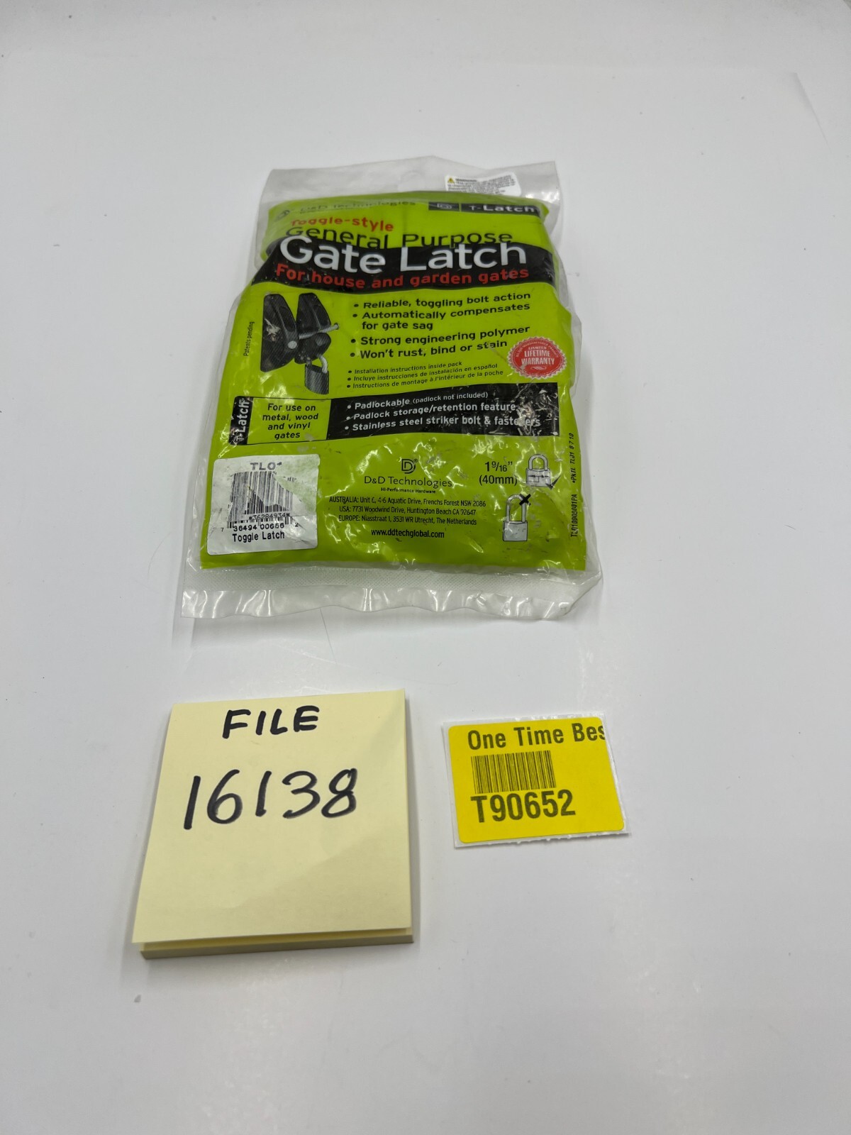 D&D Technologies TL01 T-Latch Action Gate Latch, Padlock Gravity Gate Latch