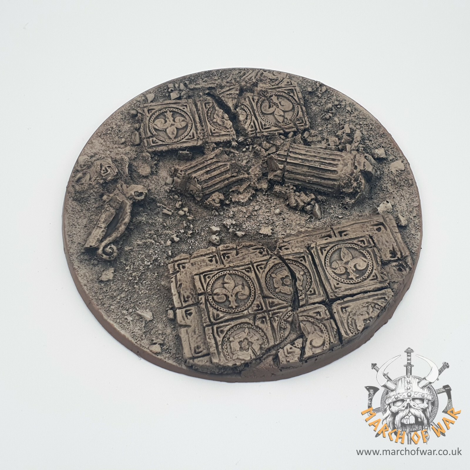 160mm round resin base sisters battle, sororitas, ruined sanctuary, March of War