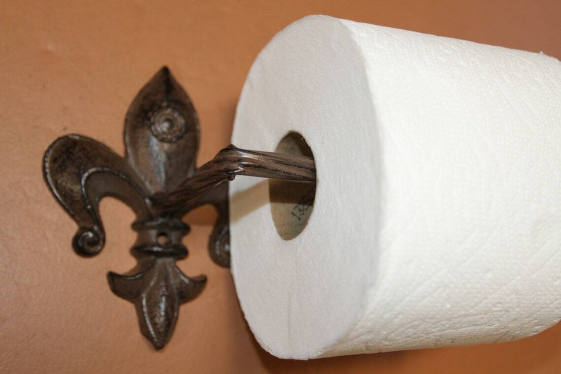 Deluxe Fleur De Lis Bathroom Decor Set, Cross, Hooks, TP Holder, Thoughtful pg3