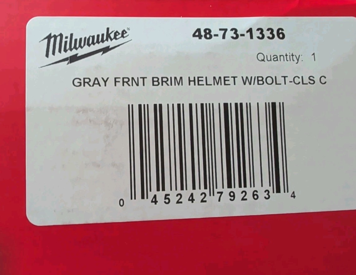 Milwaukee Gray Front Brim Vented Helmet,W/Face Shield Type 2 ClassC/Work Or Play