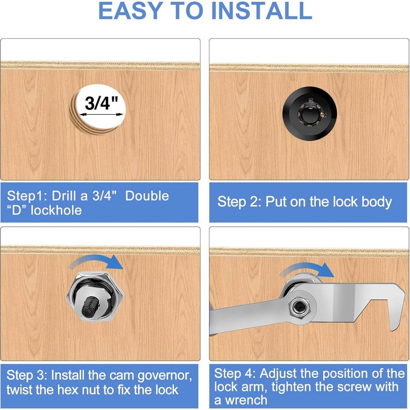 5/8" Cam Lock for Various Tool Box Cabinet Mailbox RV Door Replacement Part