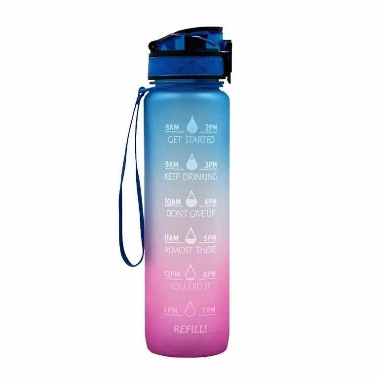1L Motivational Time-Marker Water Bottle – 32oz Leakproof Sport Tumbler