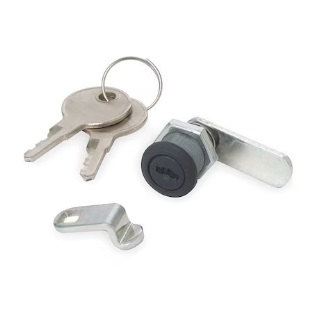 Pin Tumbler Keyed Cam Lock, Black Powder Coated, 19/64 In For Door Thickness, 2