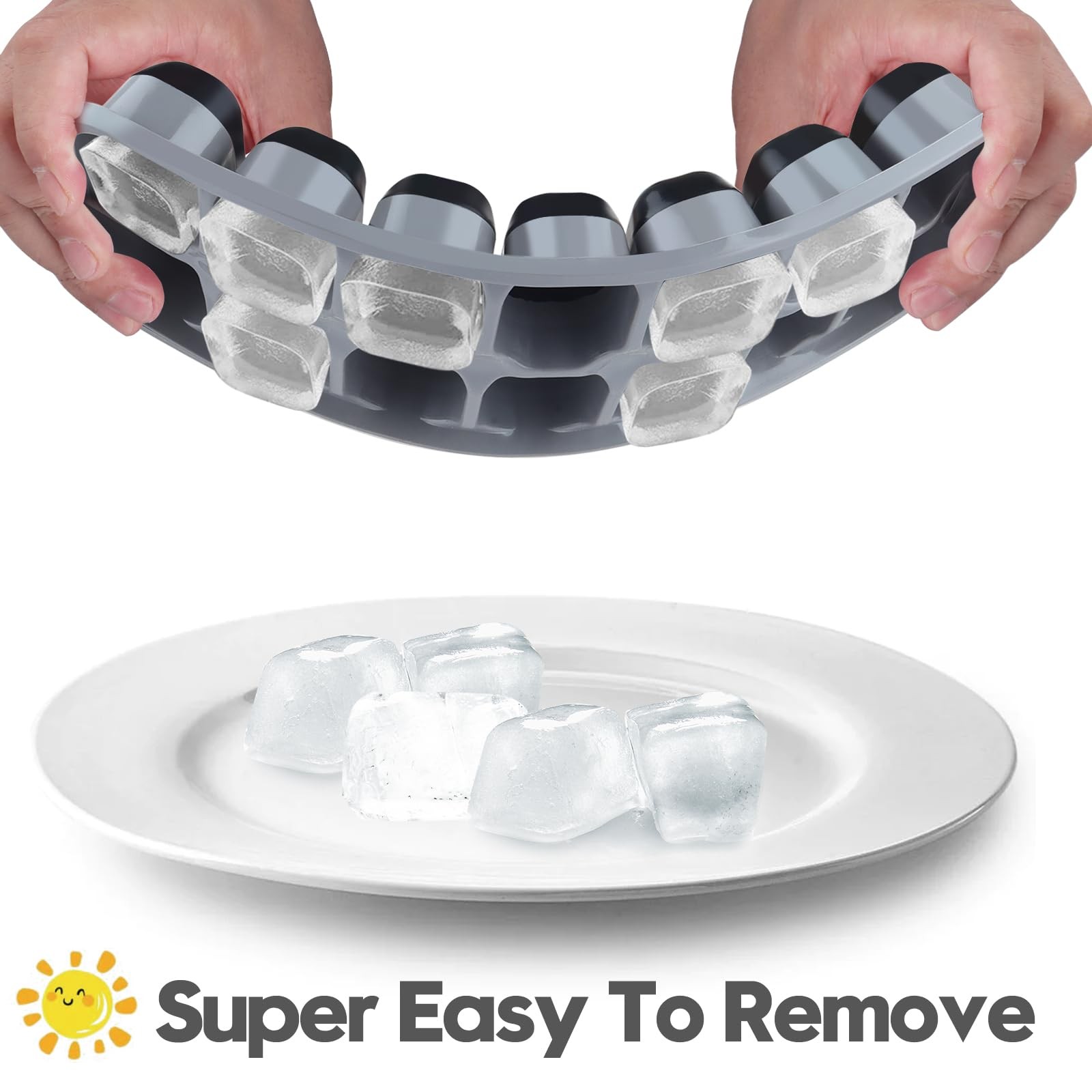 Ice Cube Tray 4 Pack, Easy-Release & Flexible 56 pcs Silicone Ice Cube Trays
