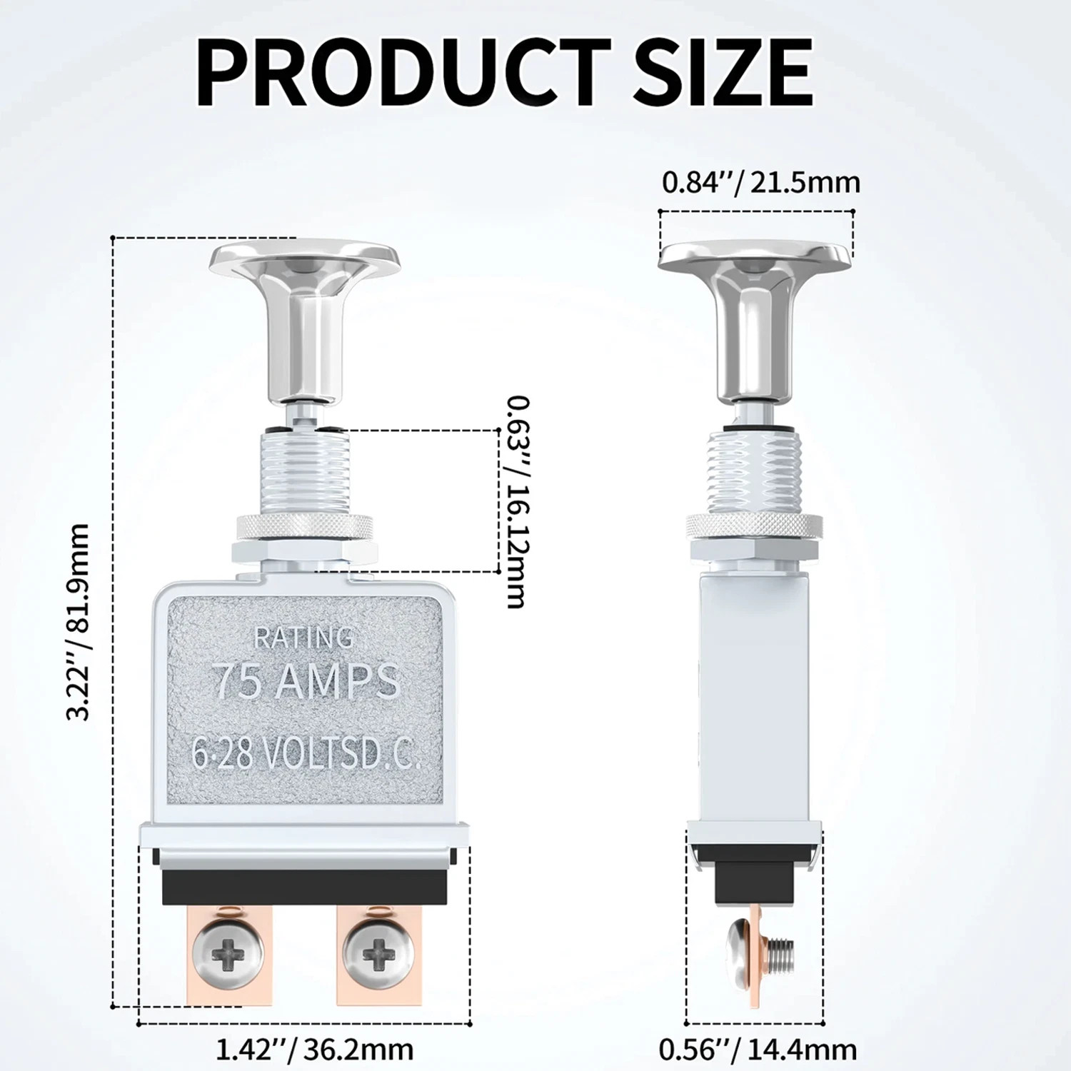 2 PCS 75 A Push Pull Switch, Zinc Alloy Material Heavy Duty 6-28 Volts DC SP