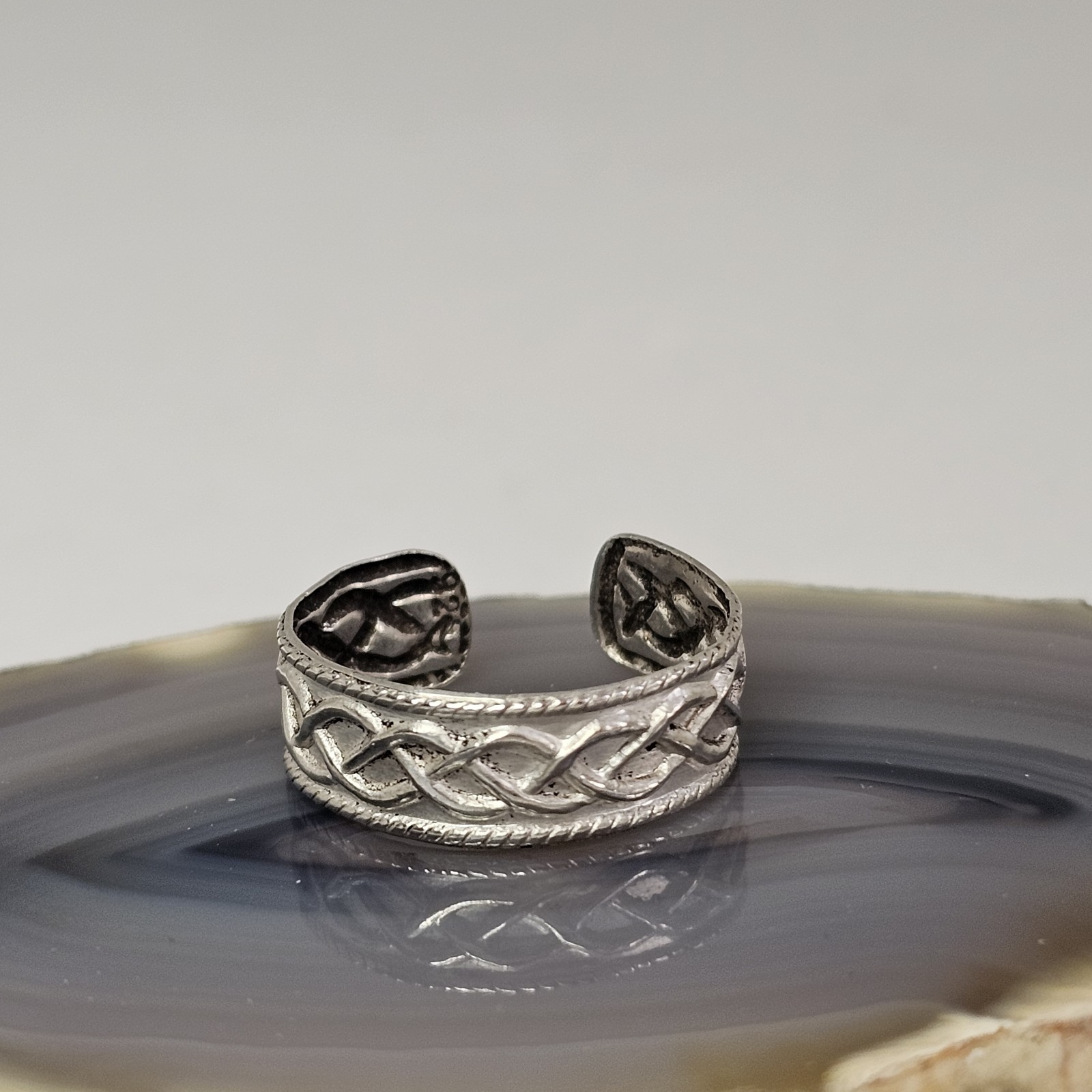 925 Sterling Silver Celtic Knot Toe Ring Open Adjustable Band