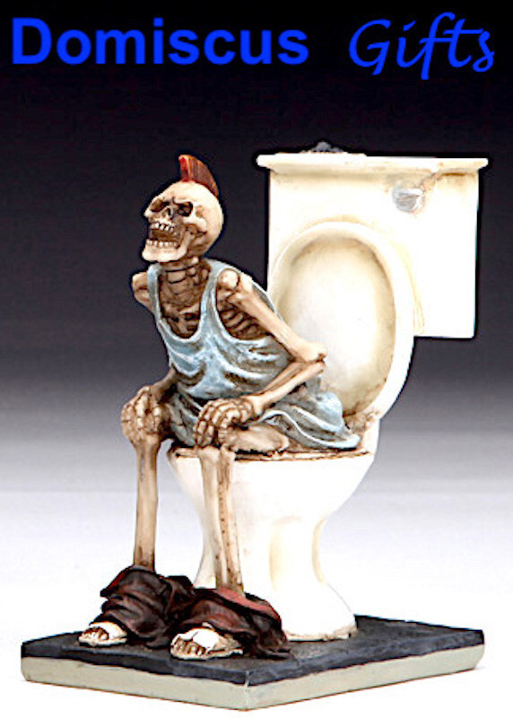 3 1/2" NEW! GOTHIC Skeleton on Toilet FANTASY Figurine Statue Whimsical Comical