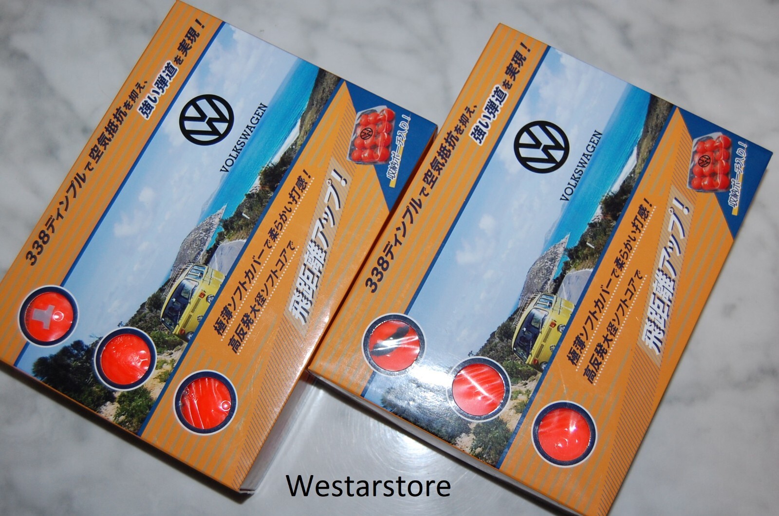 LEZAX Volkswagen    2 DOZEN Orange  GOLF BALLS  Japan   Free 2 Dozen Tees