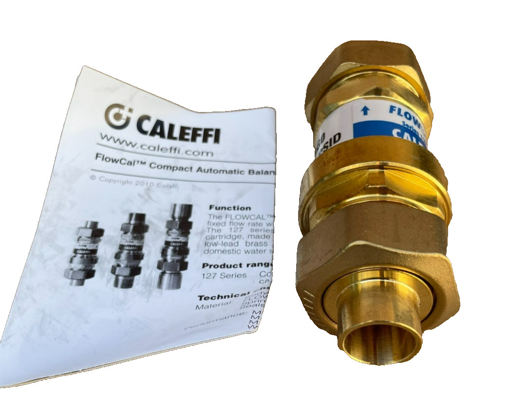CALEFFI Flowcal Flow Controller Valve 1/2" SWT x 1/2" SWT 127349AF 3G0 NOS