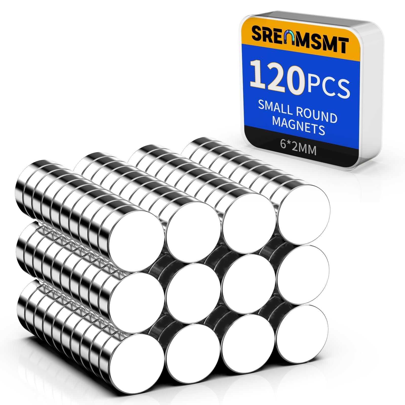 SRENMSMT Small Magnets, 120 Pack Neodymium Magnets, Refrigerator Magnets, Mini
