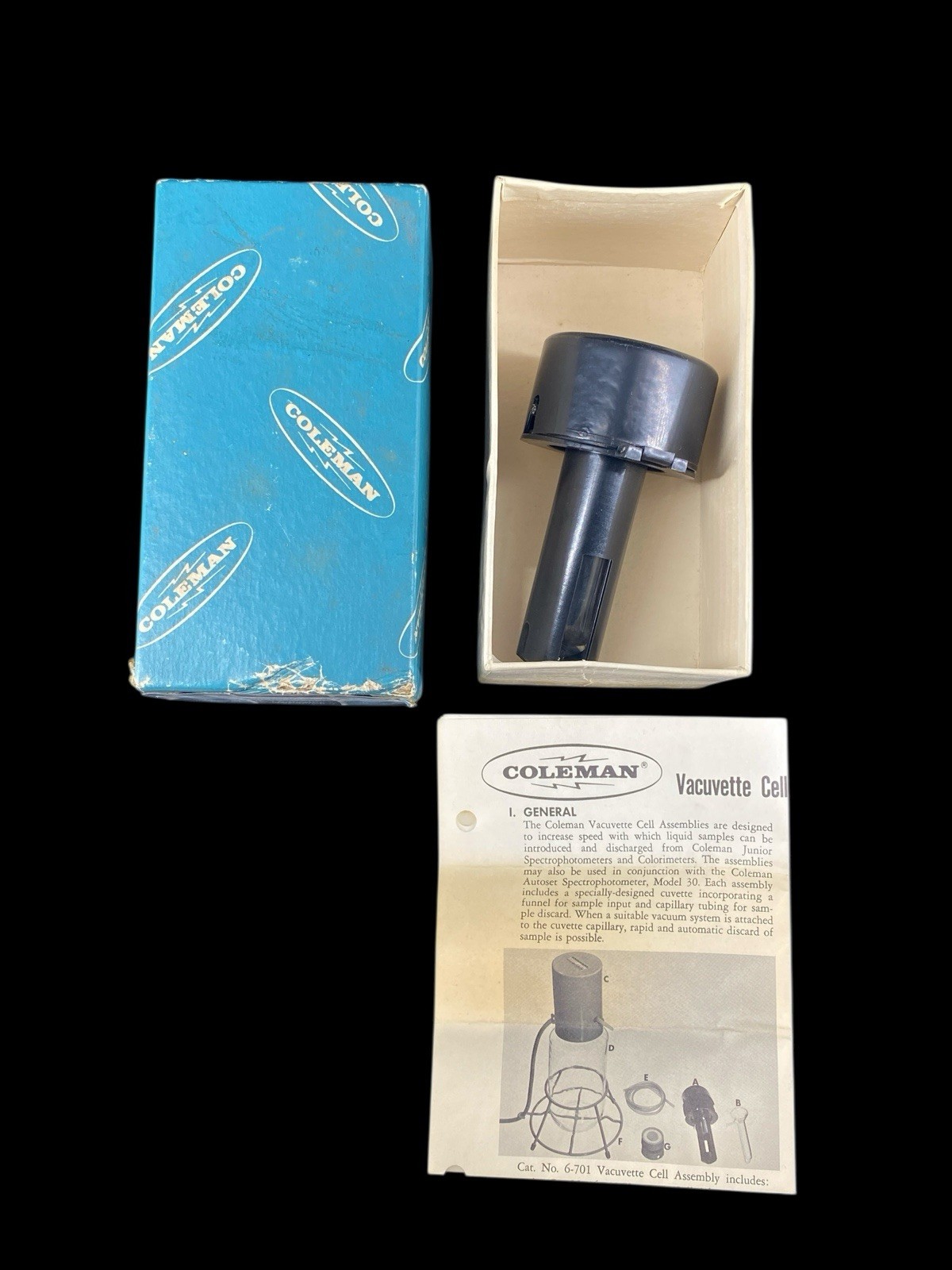 RARE Coleman Instruments Corp 6-752 Vacuvette Cell Adapter NOS