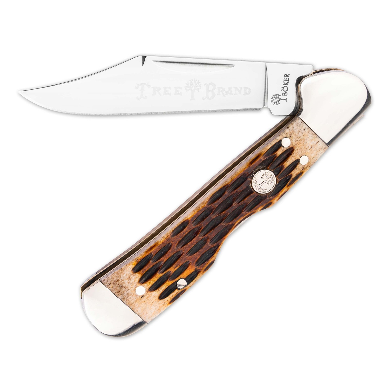BOKER Treebrand Copperhead Backlock Amber Jigged Bone EDC Folding Knife 110886
