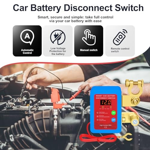 Remote Battery Disconnect Switch 12V, 240A Kill Switch for Car with blue