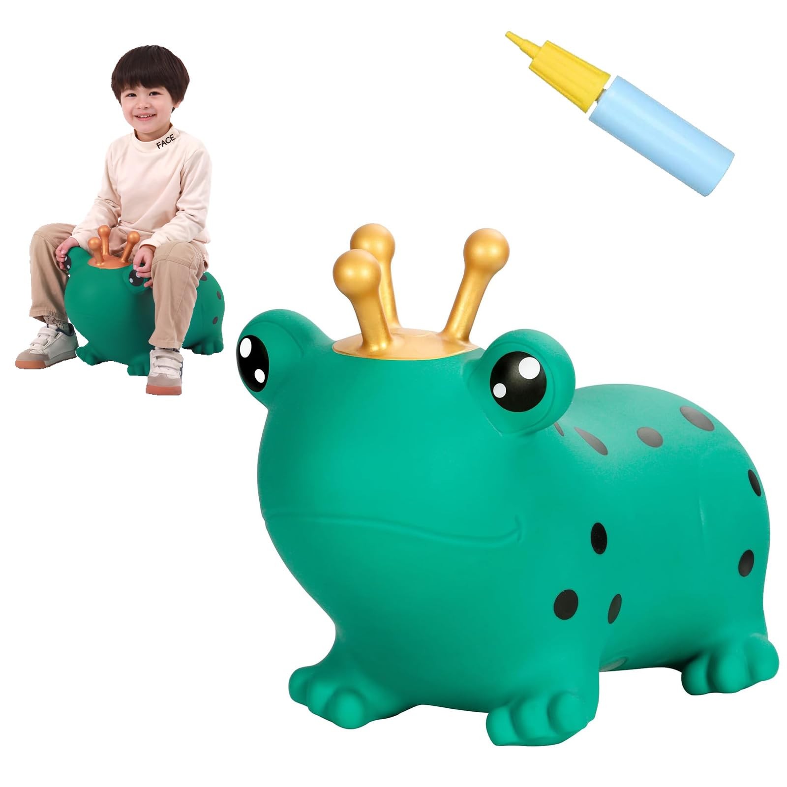 INPANY Bouncy Frog Hopper Toy for Toddlers - Inflatable Animal Bouncer