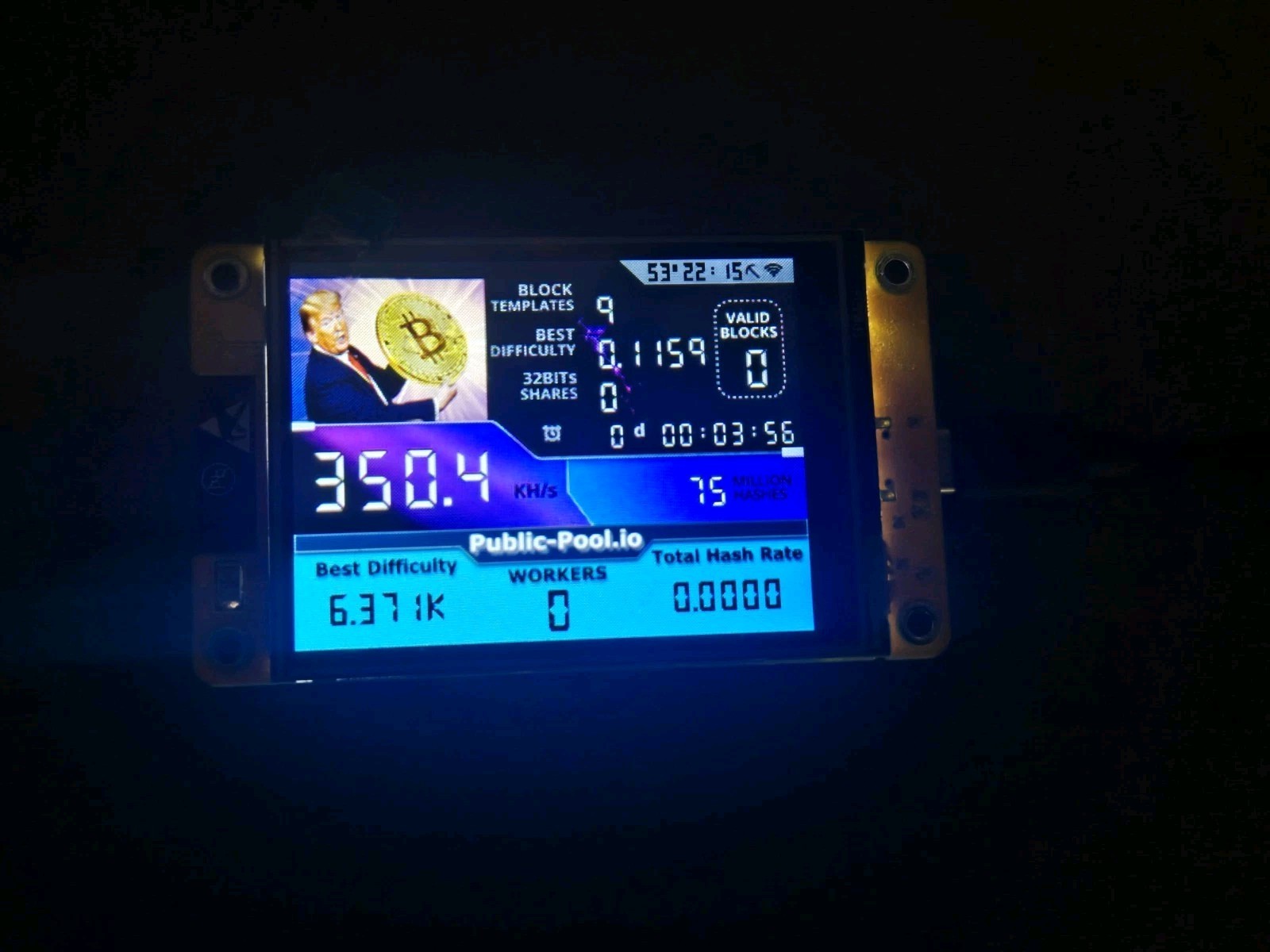 Nerdminer V2-Upgraded ☆Trump BTC Edition☆ Bitcoin Solo Nerd Miner + Case