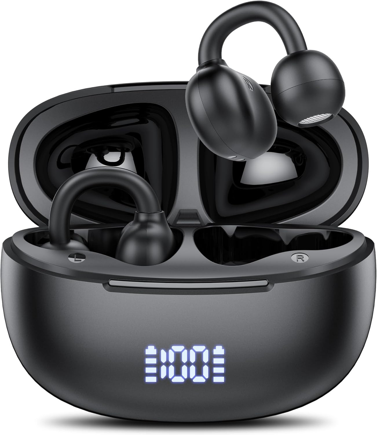 Clip on Earbuds Open Ear Wireless Bluetooth 5.4 Headphones with Noise