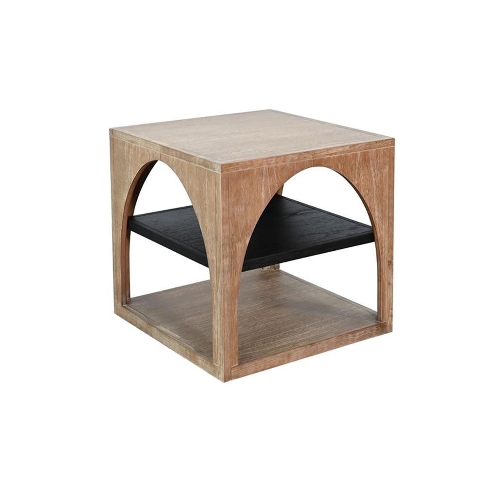Pemberly Row Modern Wood End Table with Arched Open Shelf Design