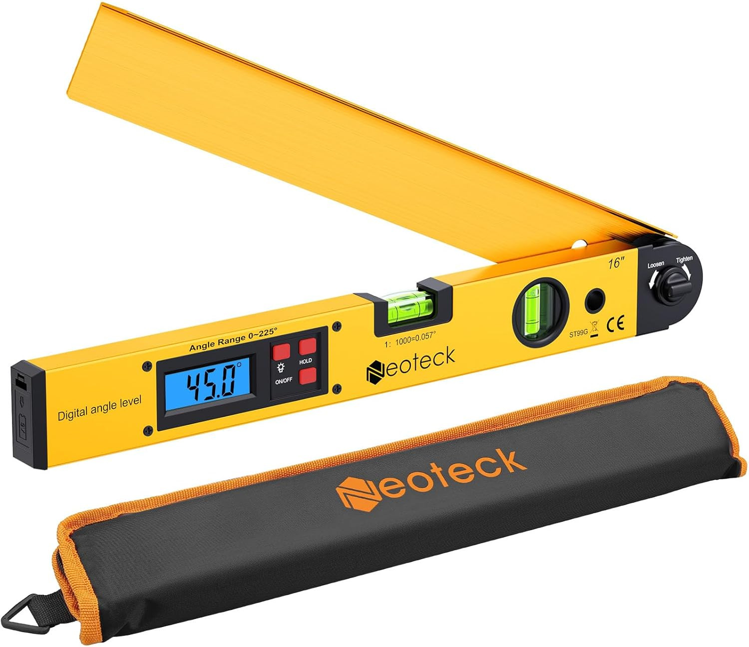 225° 16 Inch Digital Angle Finder Aluminum Protractor with LCD Backlight Digital