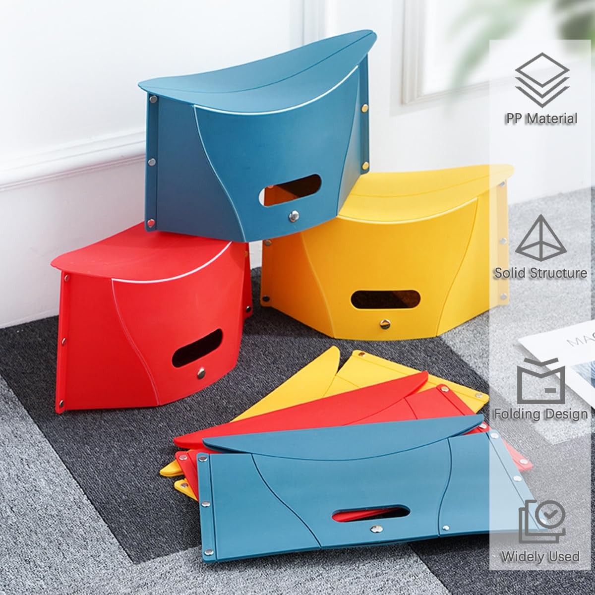 Mini Portable Folding Stool, Foldable Camping Hiking Stool, 2 in 1 Lightweigh...