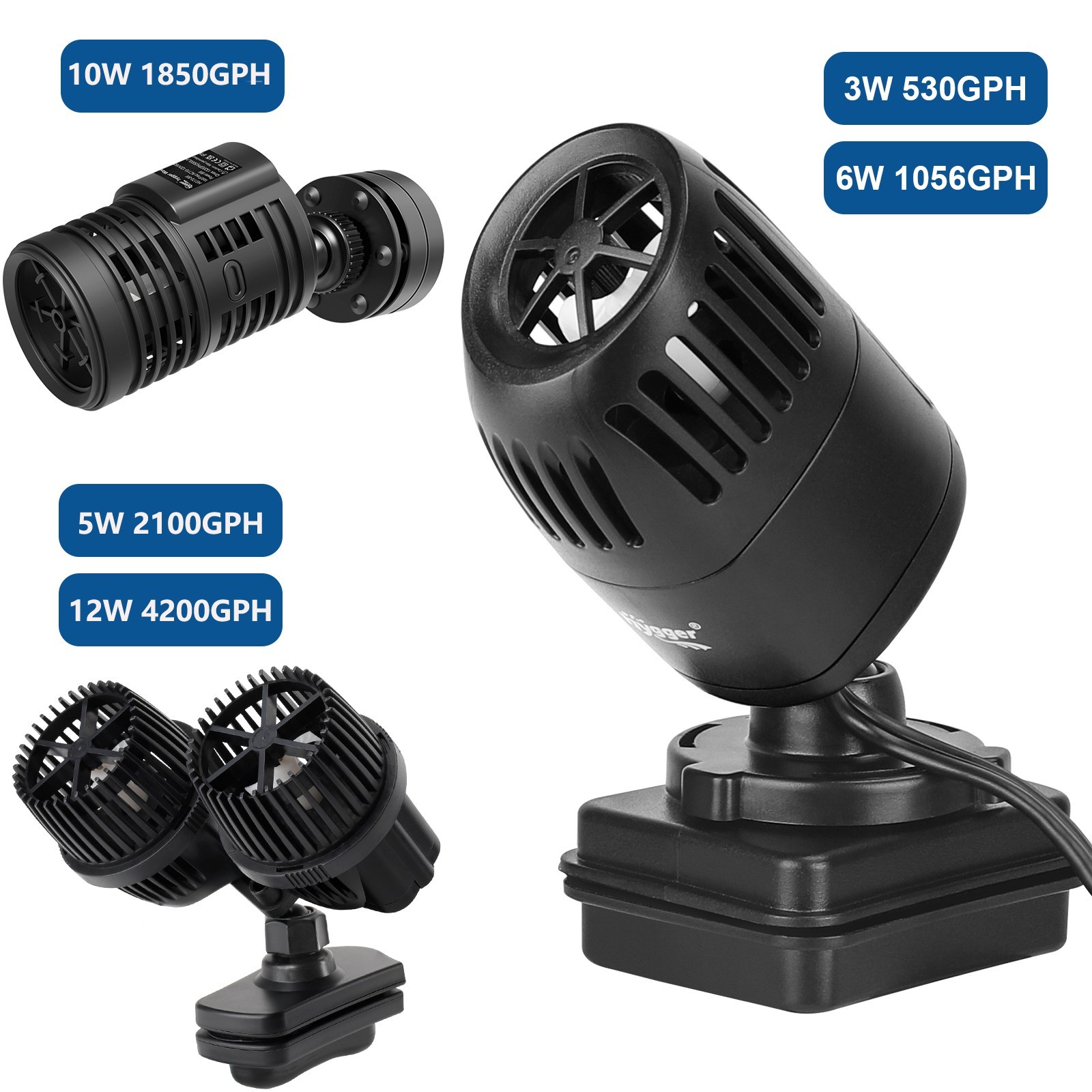 hygger 1056/1850/2100GPH Magnetic Wave Maker for Marine Reef Fish Tank
