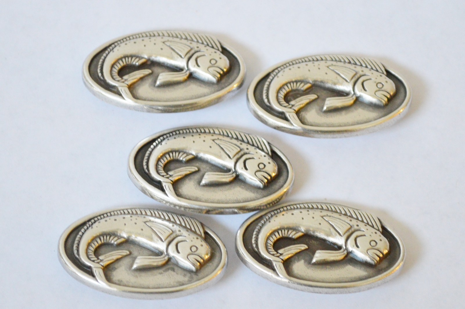 Lot 5 Enmon Mahi Mahi Fish Concho Leather Ocean Sea Screw Back Silver Belt Tack