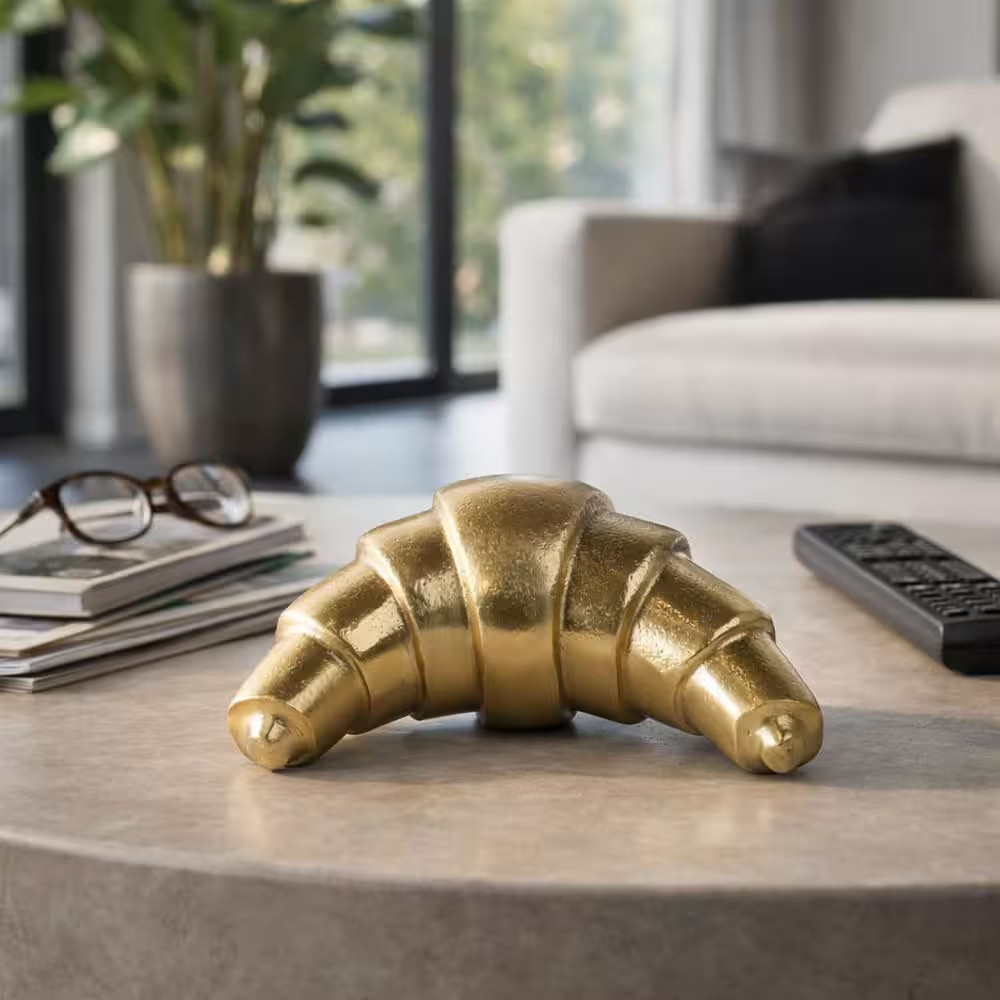 Gold 7 In. X 3 In. Metal Crescent Croissant Decorative Object