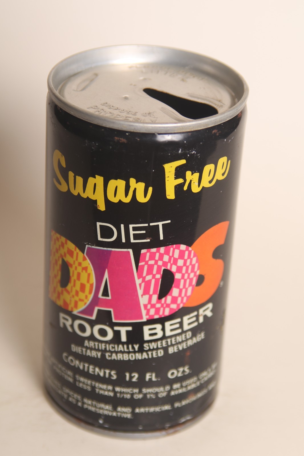 Diet Dads Root Beer soda can - 12oz
