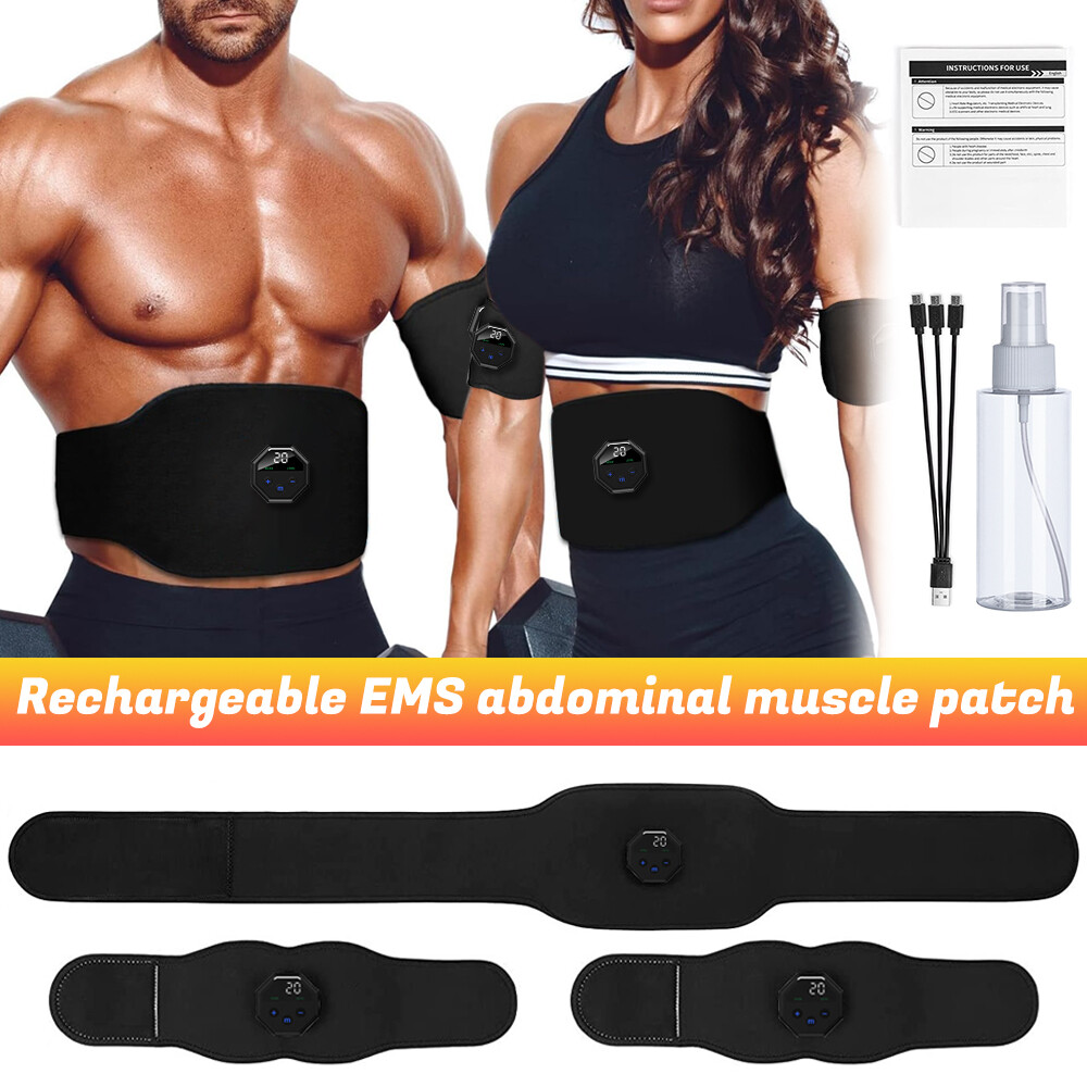 2in1 Abdominal Toning Belt Abs Training Electric Muscle Stimulation Rechargeable