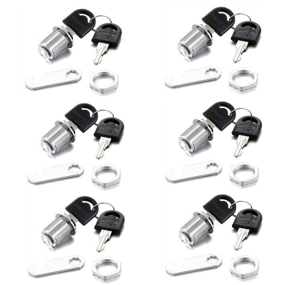 2/4/6X 20mm Tool Box Desk Drawer Cabinet Cylinder RV Tubular Cam Locks with Keys