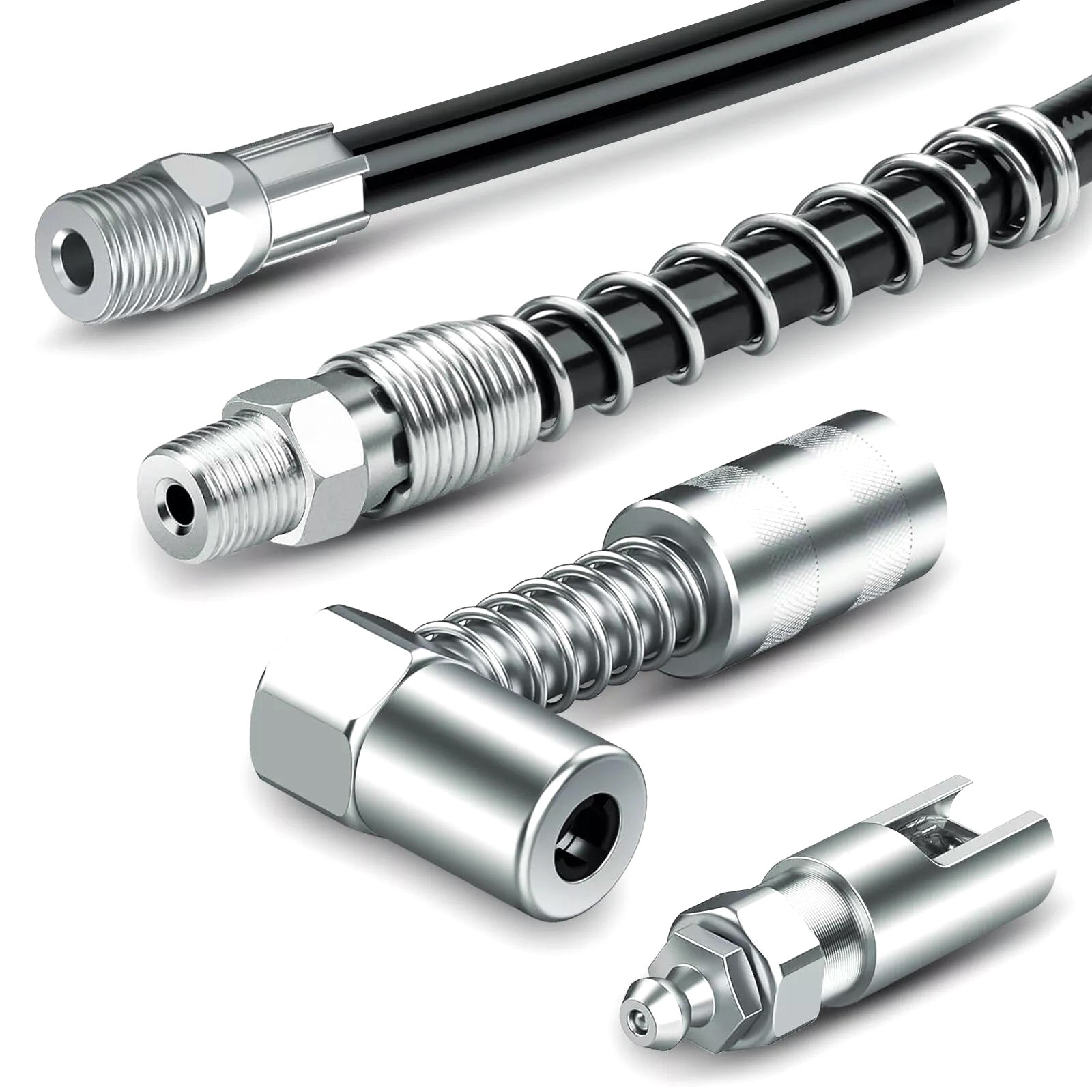 Right-Angle 90-Degree Push-on Grease Coupler With 1/8 Inch NPT Threads