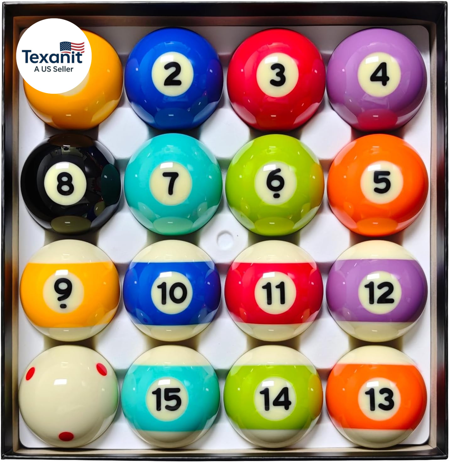 16 Piece Regulation Pool Ball Set 2.25 Inch Billiard Balls with Cue Ball