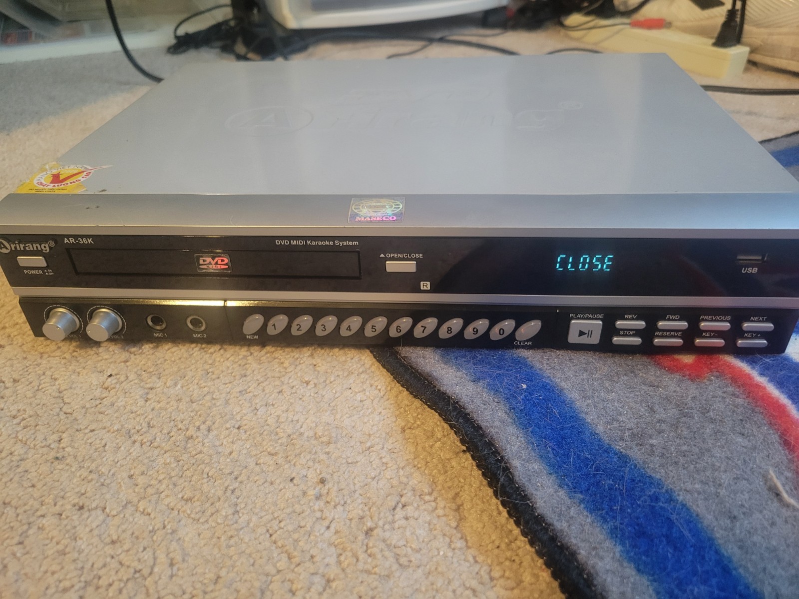 Arirang AR-36K Karaoke Midi DVD  Player Powers On Opens Closes Read Description