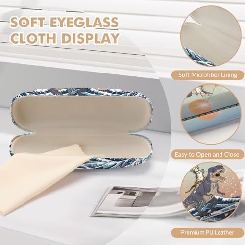 Glasses Case Hard Shell,Portable Protective Eyeglasses Case, Dinosaur Cat