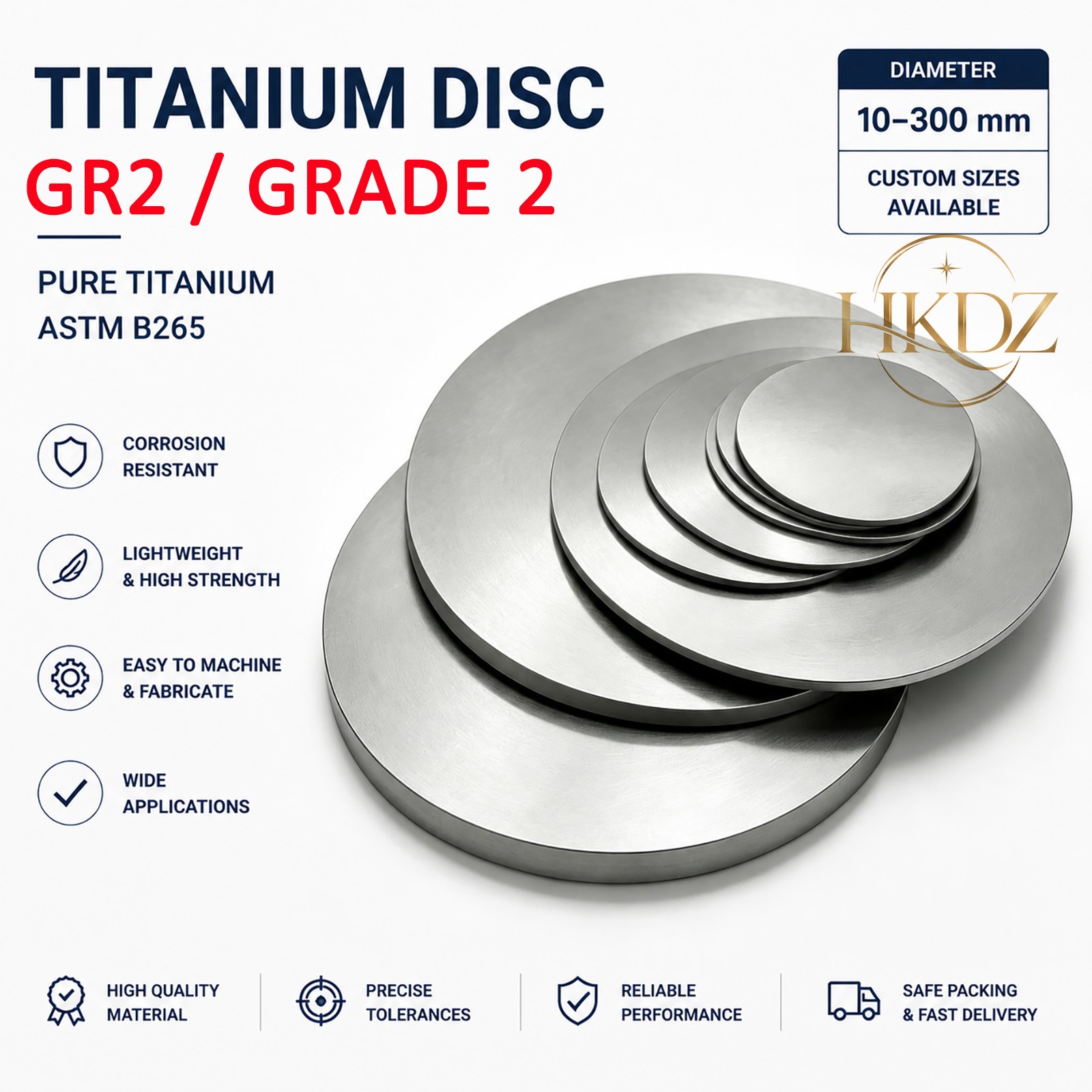Grade 2 Titanium Round Disc Plate CP Circular Sheet Stamping Blank DIY Metal 99%