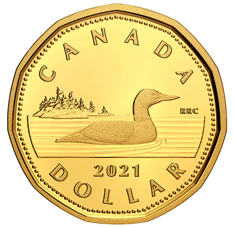 2021 Canada Loon dollar $1 Classic design  pure silver w gold plating - from set
