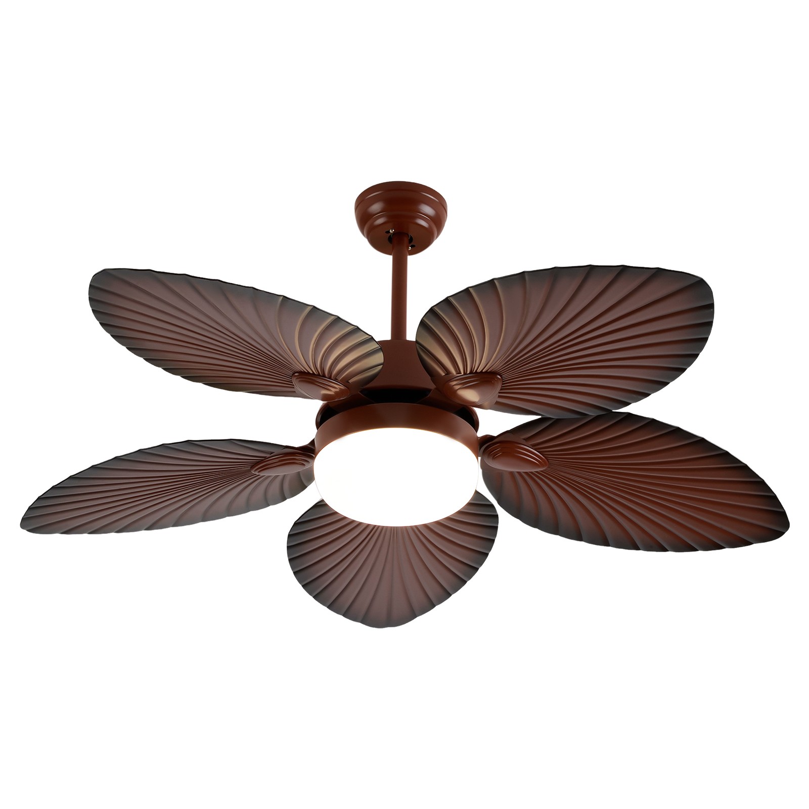52" Tropical Ceiling Fan Light Retractable 5 Palm Leaf Blades w/ Remote Control