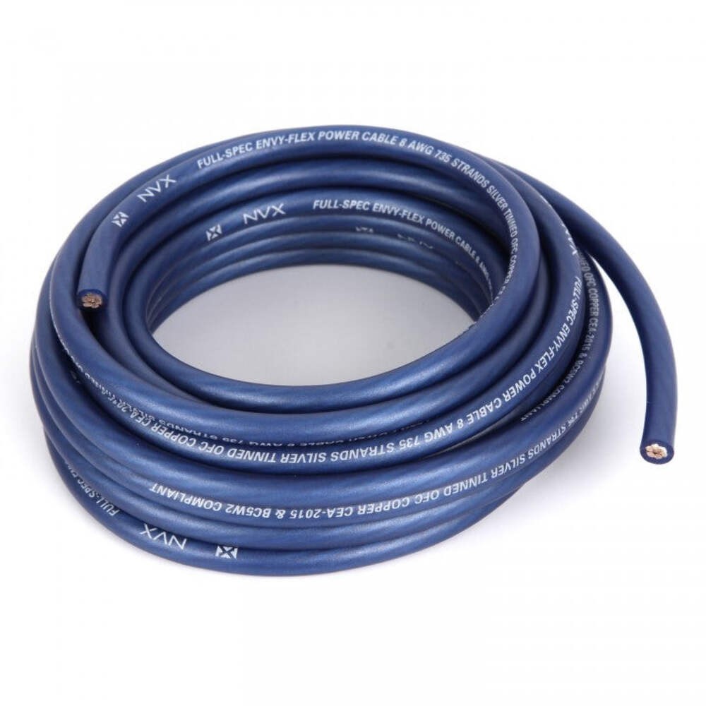 XW8BL20 20 ft Blue 8-Gauge True Spec 100% OFC EnvyFlex Power/Ground Wire