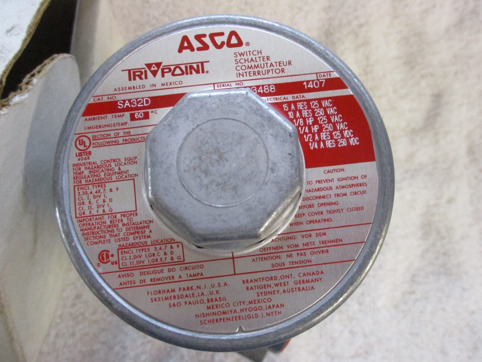 NIB ASCO TRI POINT Pressure Switch SA32D