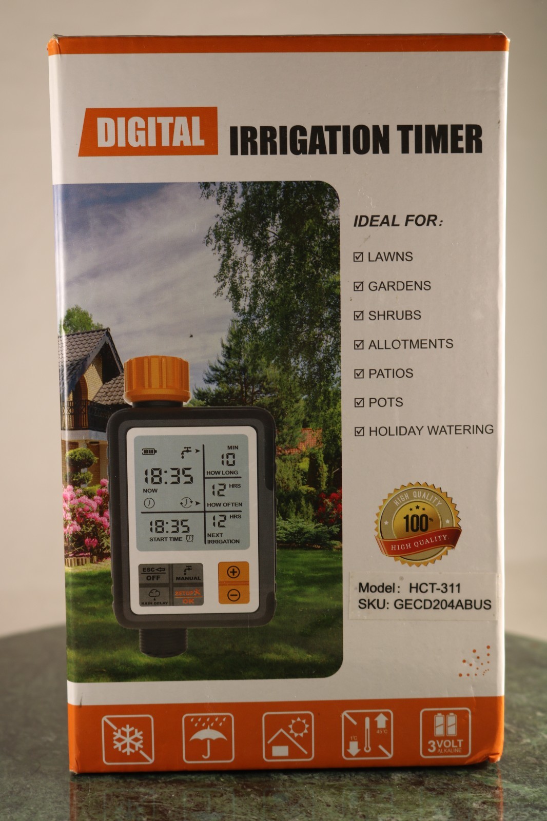 Digital Irrigation Timer HCT-311 Auto Water Schedule 15-Day Vacation Mode NIB